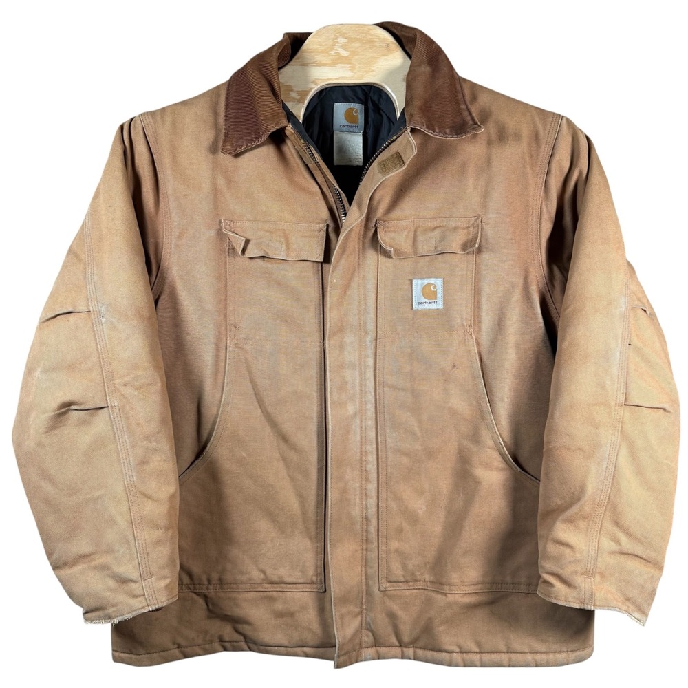 Carhartt C003 Duck Traditional Coat Men 50 Brown Vintage Distressed Chore Jacket